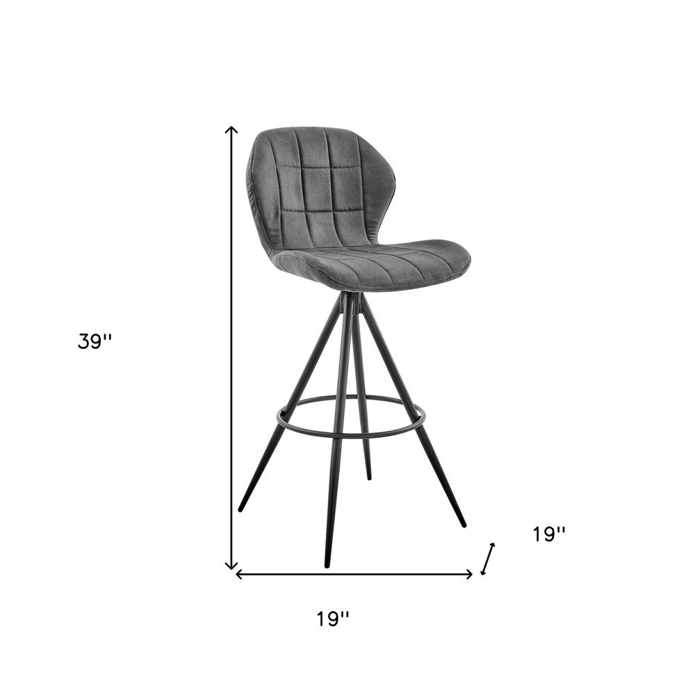 27" Charcoal And Black Iron Counter Height Bar Chair HomeRoots