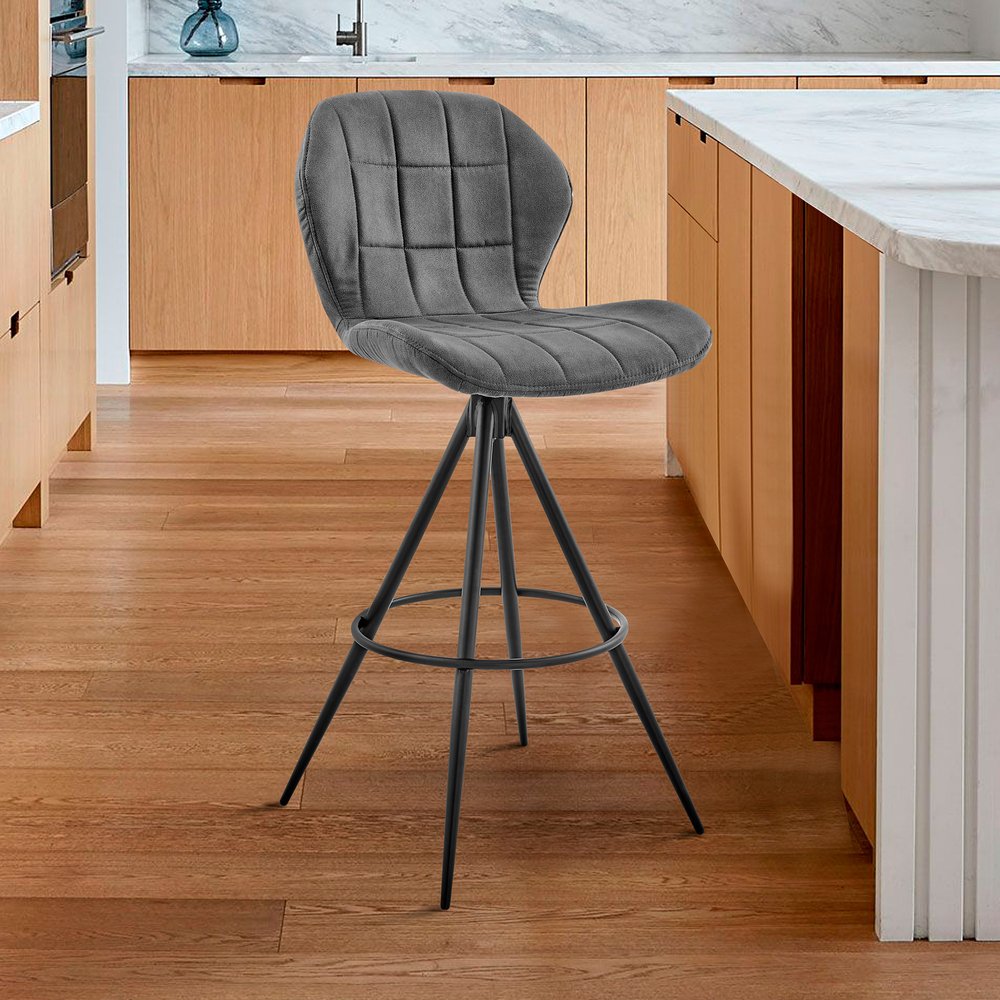 30" Charcoal And Black Iron Bar Height Bar Chair HomeRoots