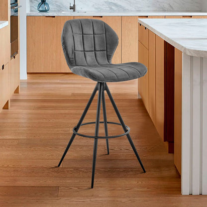 30" Charcoal And Black Iron Bar Height Bar Chair HomeRoots