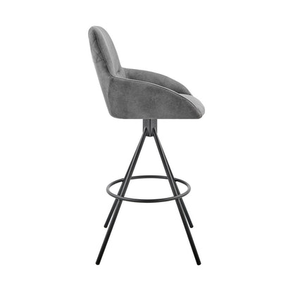 26" Charcoal And Black Iron Counter Height Bar Chair HomeRoots