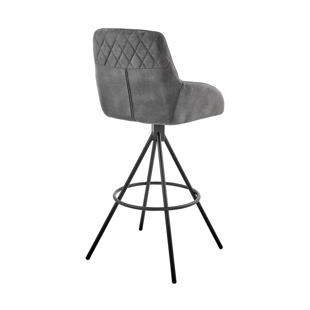 26" Charcoal And Black Iron Counter Height Bar Chair HomeRoots