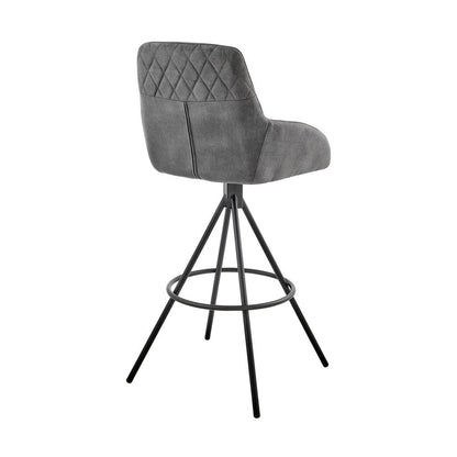 26" Charcoal And Black Iron Counter Height Bar Chair HomeRoots
