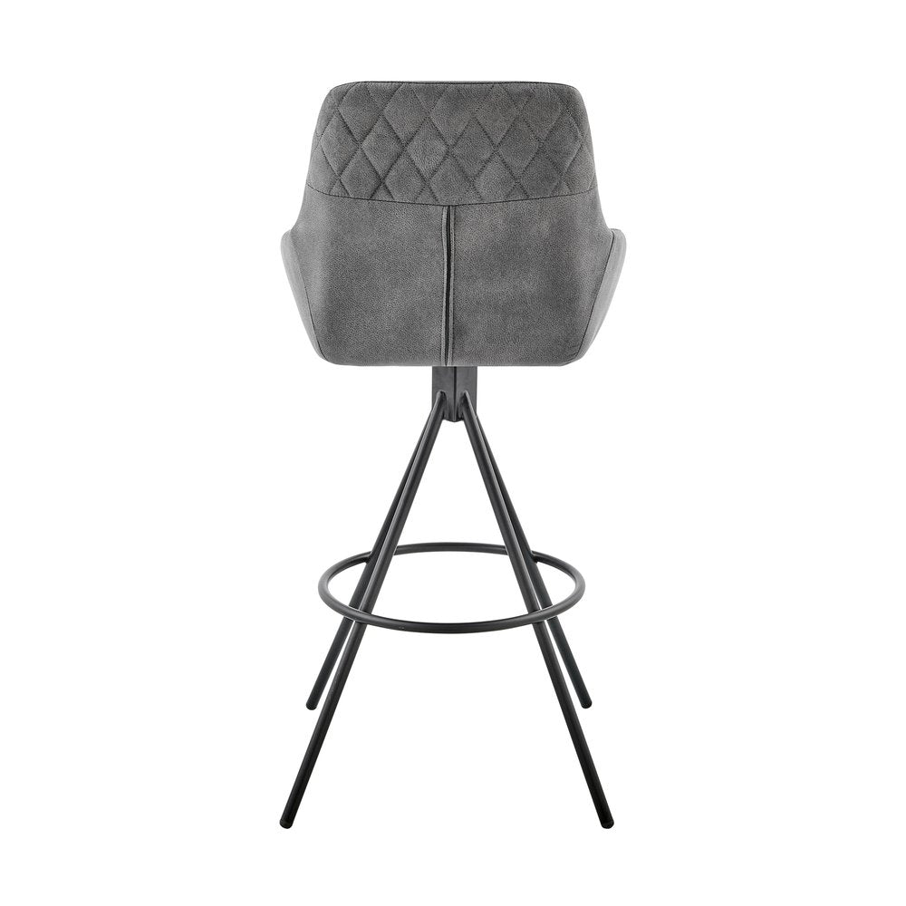 26" Charcoal And Black Iron Counter Height Bar Chair HomeRoots