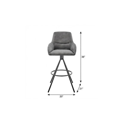 26" Charcoal And Black Iron Counter Height Bar Chair HomeRoots