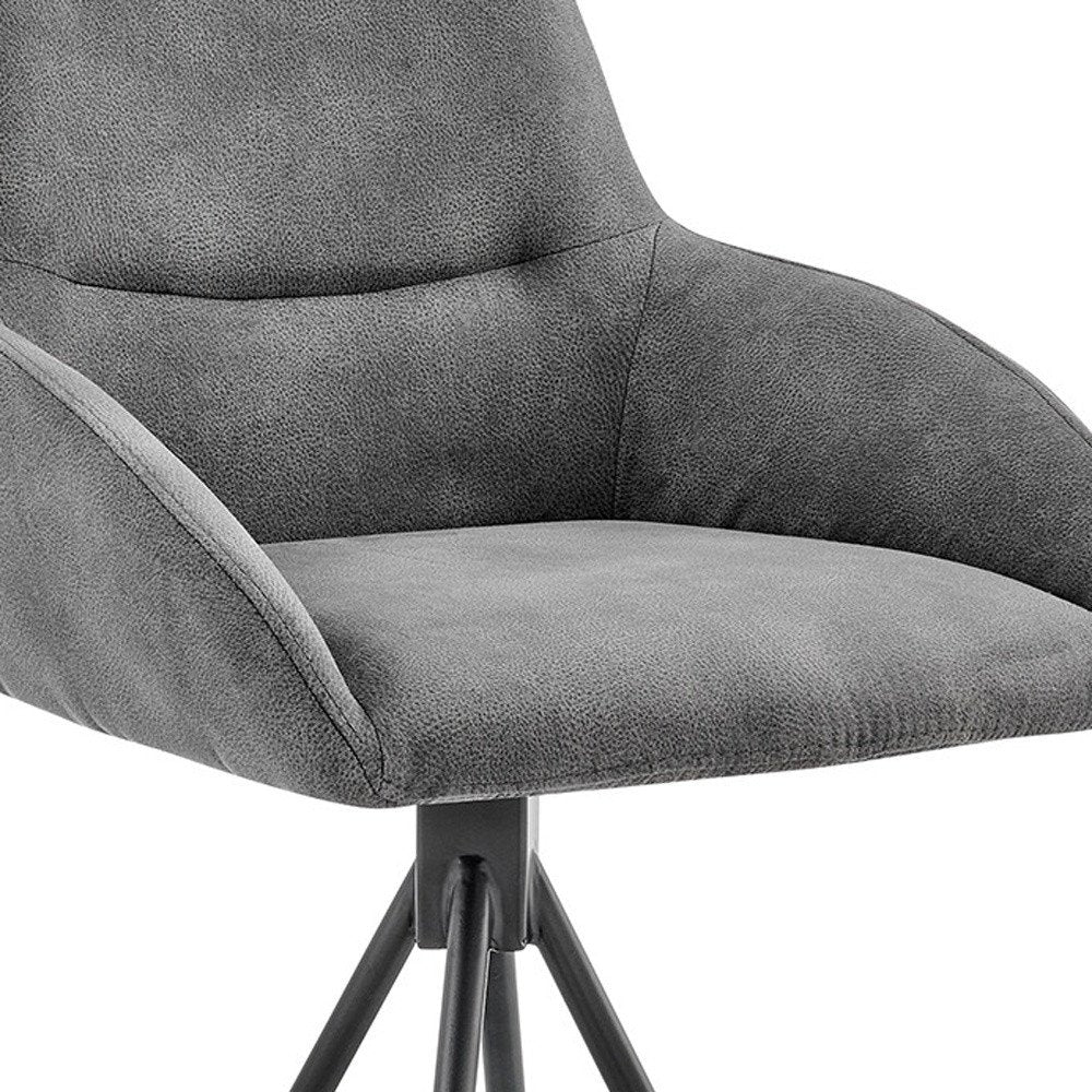 26" Charcoal And Black Iron Counter Height Bar Chair HomeRoots