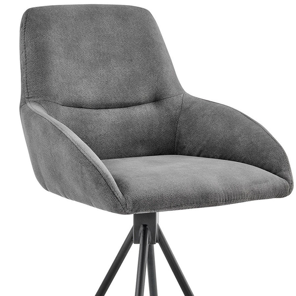 26" Charcoal And Black Iron Counter Height Bar Chair HomeRoots