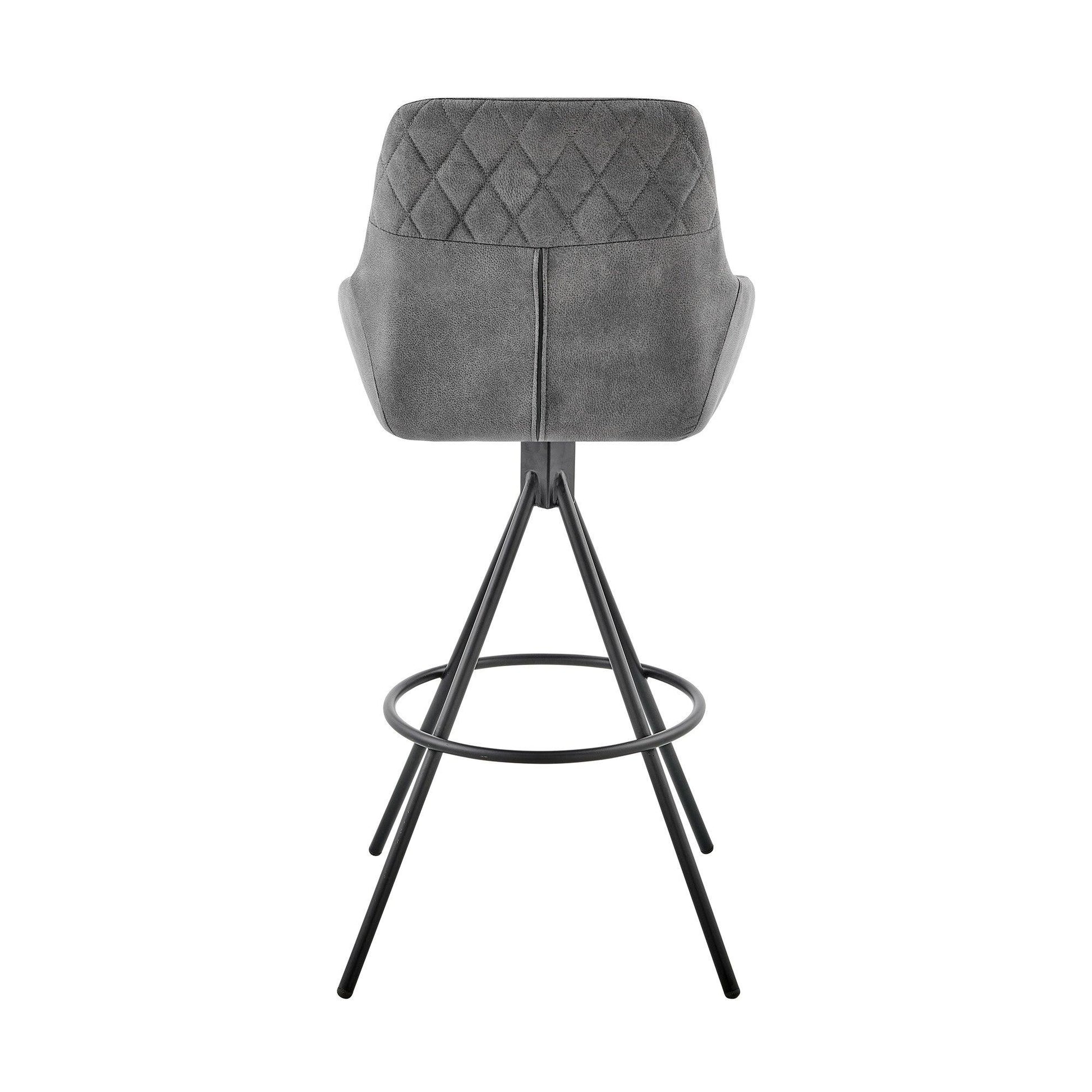 29" Charcoal And Black Iron Bar Height Bar Chair - FurniFindUSA