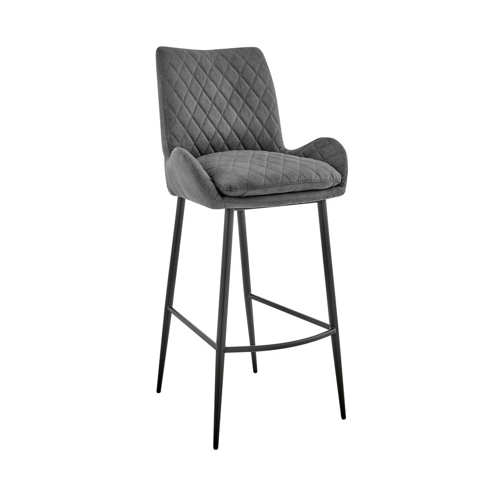 26" Charcoal And Black Iron Counter Height Bar Chair HomeRoots