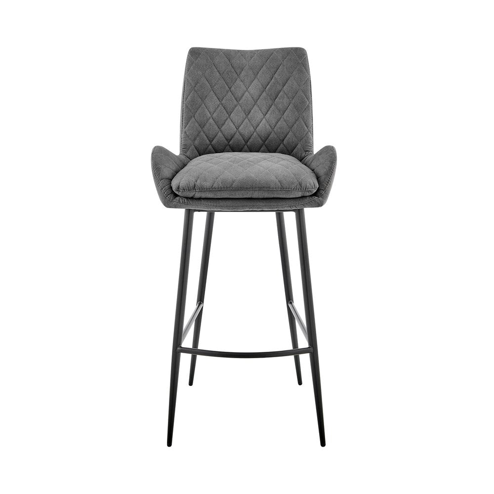 26" Charcoal And Black Iron Counter Height Bar Chair HomeRoots