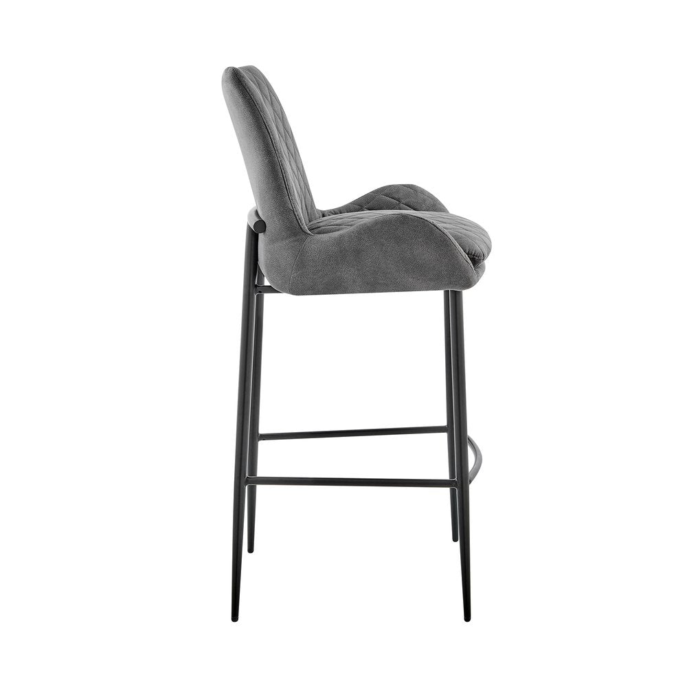 26" Charcoal And Black Iron Counter Height Bar Chair HomeRoots
