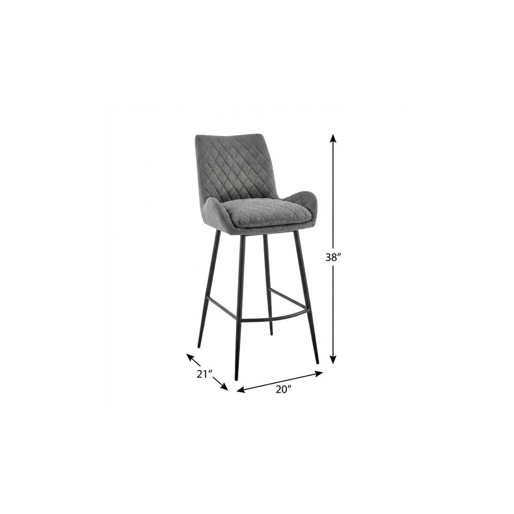 26" Charcoal And Black Iron Counter Height Bar Chair HomeRoots