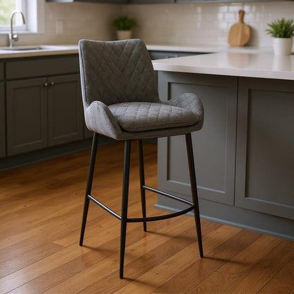 26" Charcoal And Black Iron Counter Height Bar Chair HomeRoots