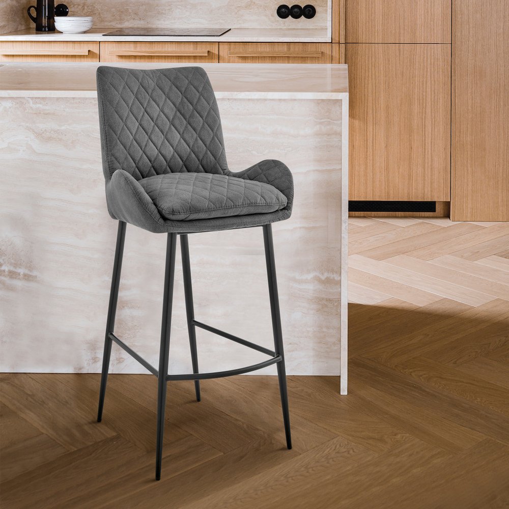 31" Charcoal And Black Iron Bar Height Bar Chair HomeRoots