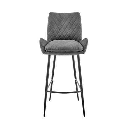 31" Charcoal And Black Iron Bar Height Bar Chair