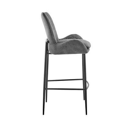 31" Charcoal And Black Iron Bar Height Bar Chair HomeRoots