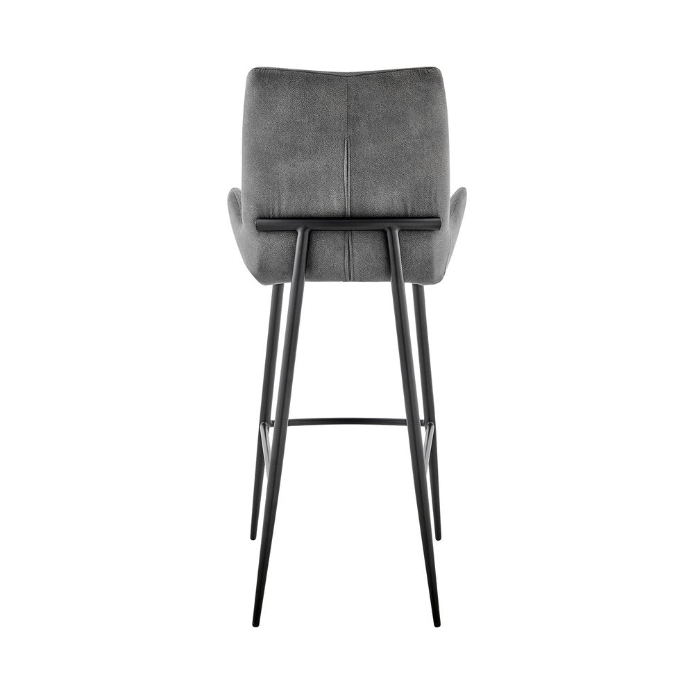 31" Charcoal And Black Iron Bar Height Bar Chair HomeRoots