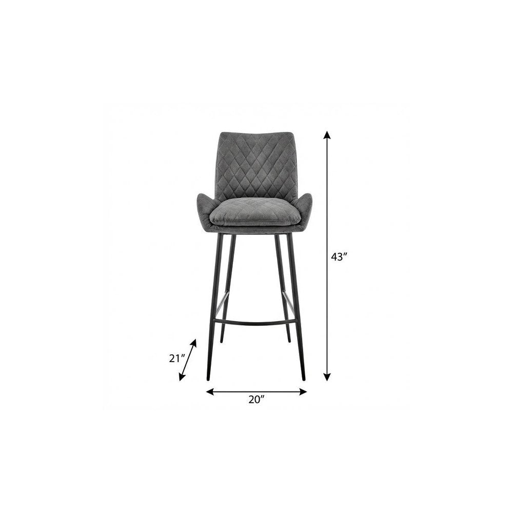 31" Charcoal And Black Iron Bar Height Bar Chair HomeRoots