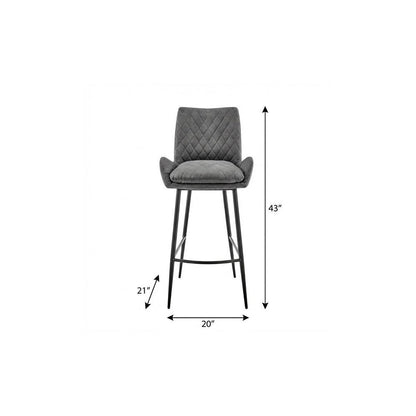 31" Charcoal And Black Iron Bar Height Bar Chair HomeRoots