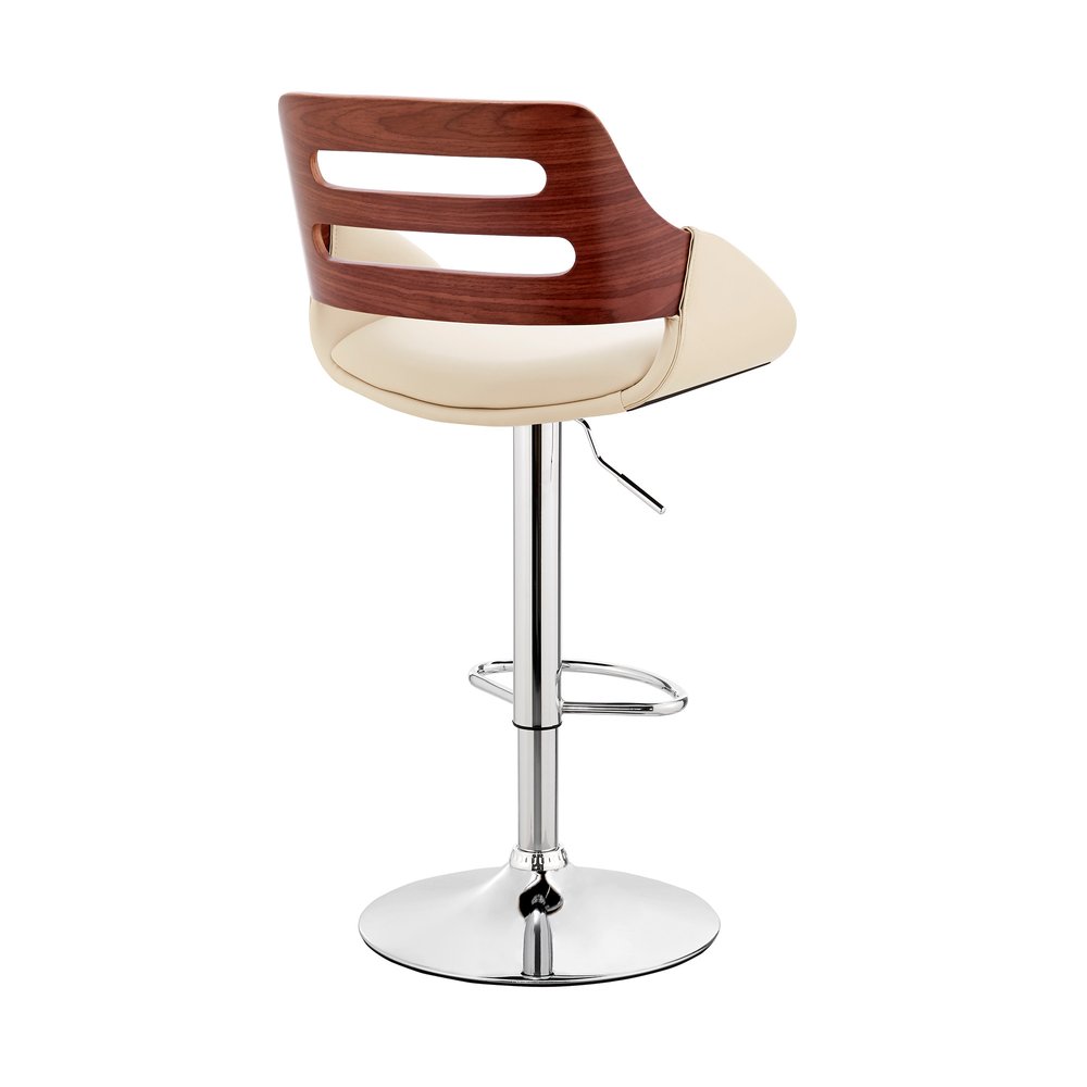 Cream And Silver Fabric And Iron Low Back Adjustable Height Swivel Bar Chair HomeRoots