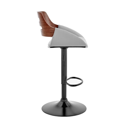 Gray And Black Fabric And Iron Low Back Adjustable Height Swivel Bar Chair HomeRoots