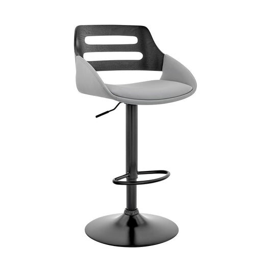 Gray And Black Fabric And Iron Low Back Adjustable Height Swivel Bar Chair HomeRoots