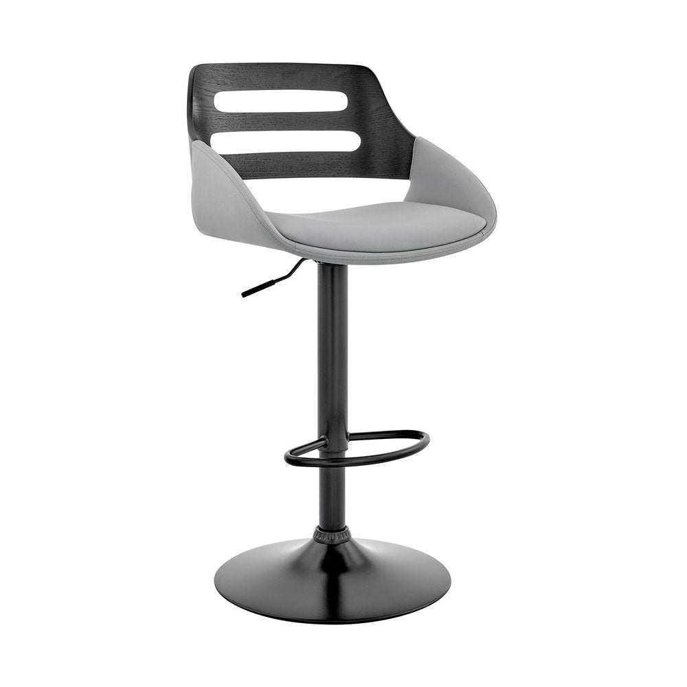 Gray And Black Fabric And Iron Low Back Adjustable Height Swivel Bar Chair HomeRoots