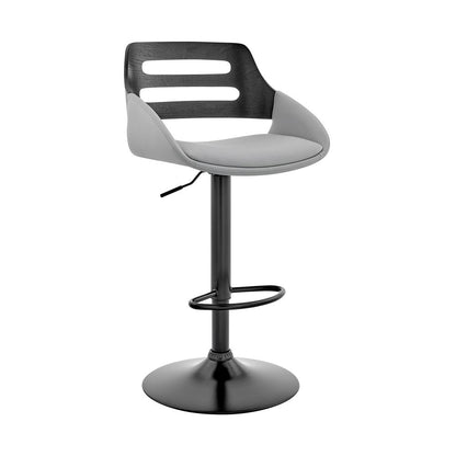 Gray And Black Fabric And Iron Low Back Adjustable Height Swivel Bar Chair HomeRoots