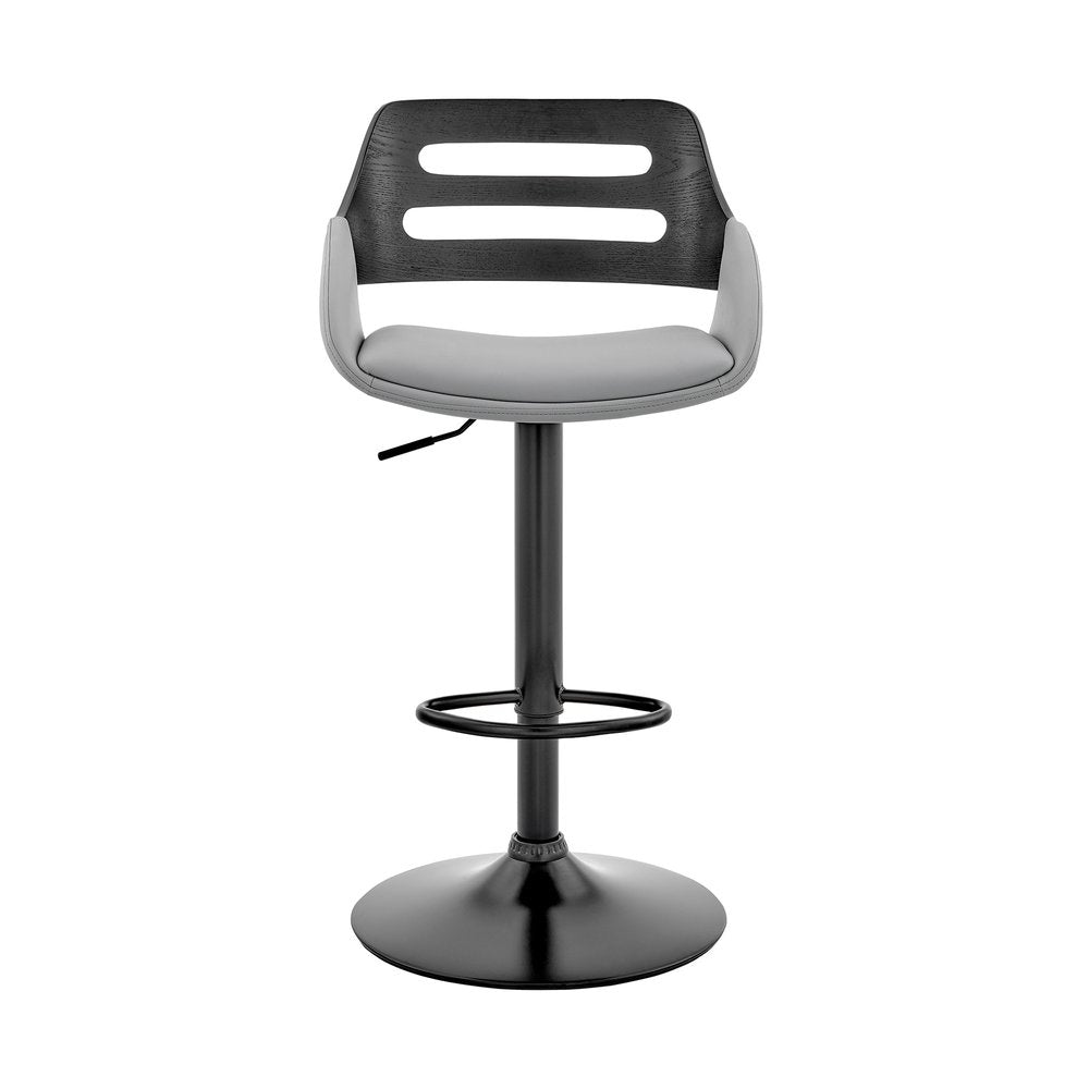 Gray And Black Fabric And Iron Low Back Adjustable Height Swivel Bar Chair HomeRoots