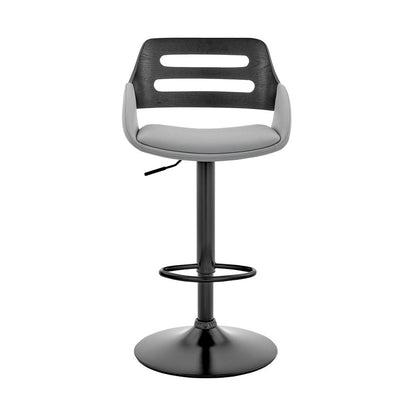 Gray And Black Fabric And Iron Low Back Adjustable Height Swivel Bar Chair HomeRoots