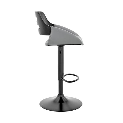 Gray And Black Fabric And Iron Low Back Adjustable Height Swivel Bar Chair HomeRoots
