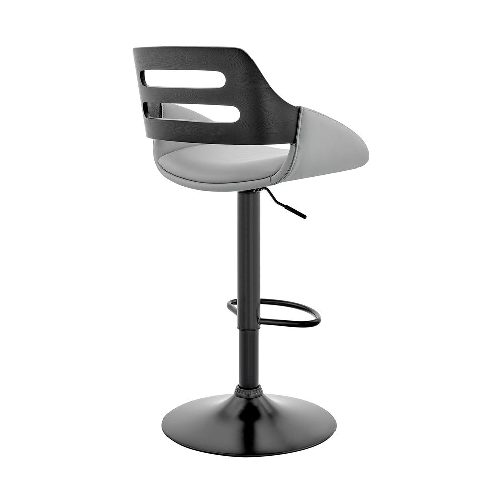 Gray And Black Fabric And Iron Low Back Adjustable Height Swivel Bar Chair HomeRoots