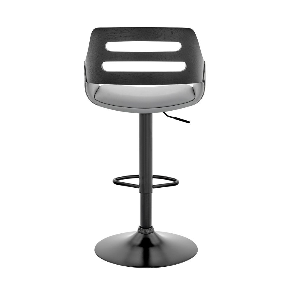 Gray And Black Fabric And Iron Low Back Adjustable Height Swivel Bar Chair HomeRoots