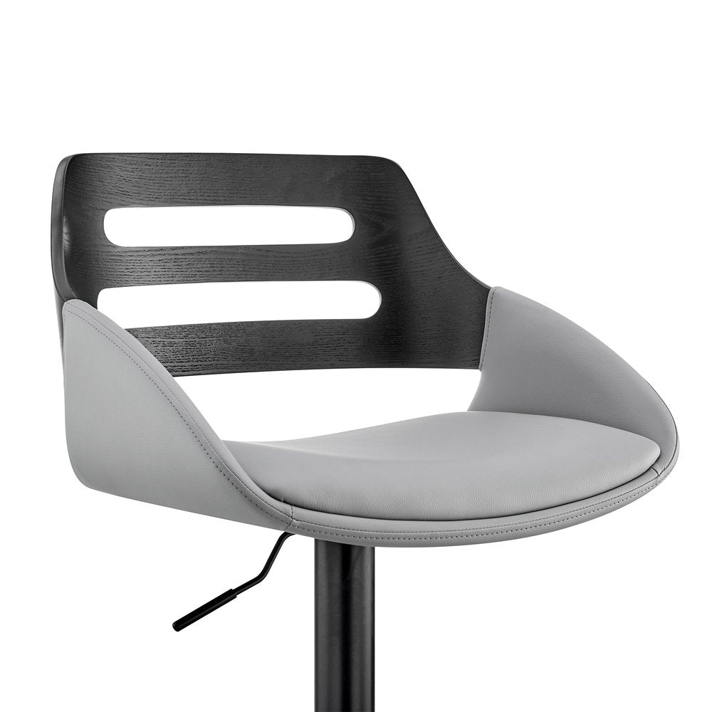 Gray And Black Fabric And Iron Low Back Adjustable Height Swivel Bar Chair HomeRoots