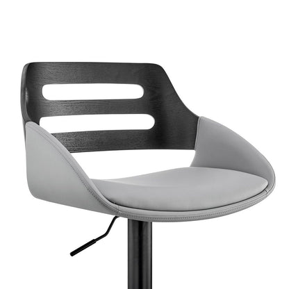 Gray And Black Fabric And Iron Low Back Adjustable Height Swivel Bar Chair HomeRoots