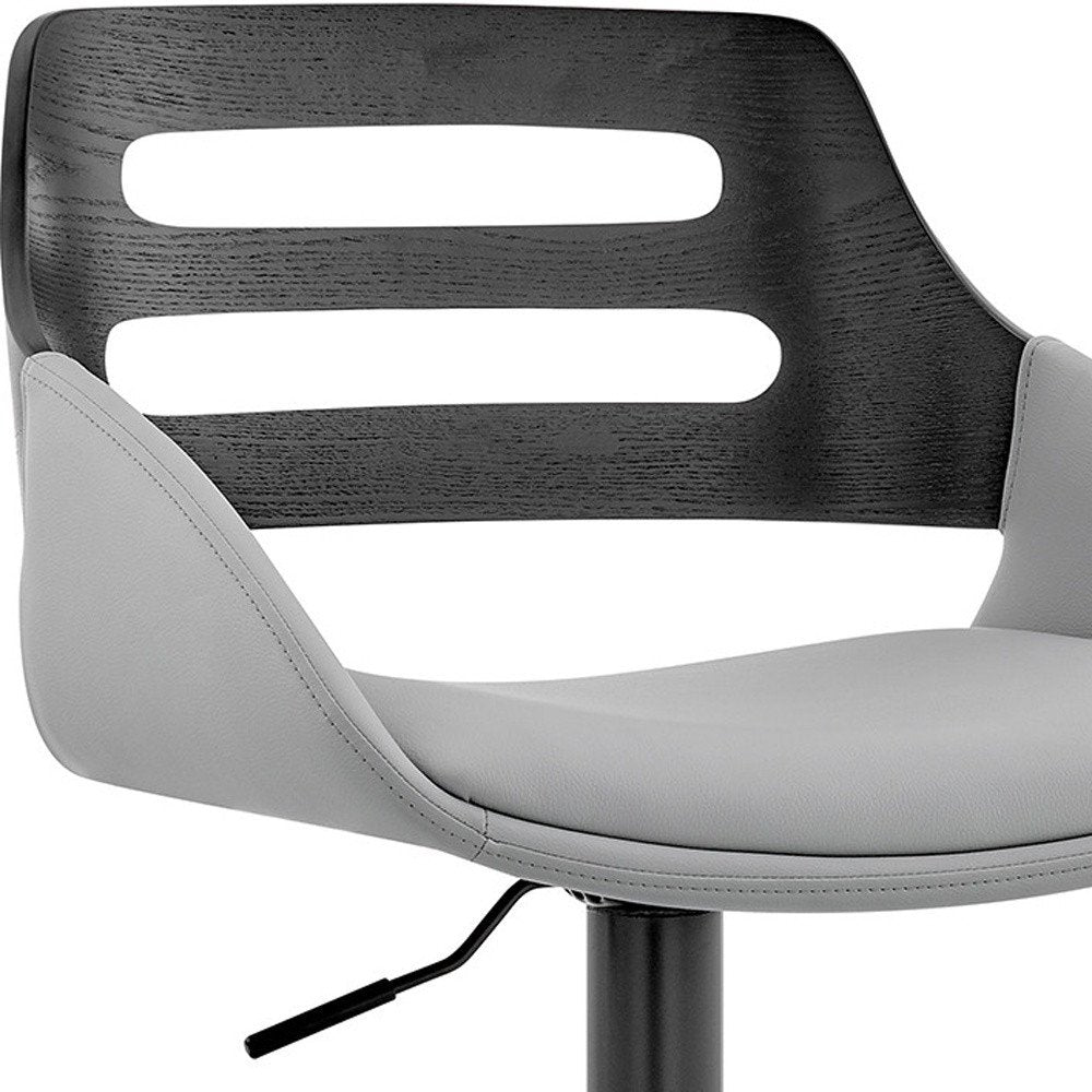 Gray And Black Fabric And Iron Low Back Adjustable Height Swivel Bar Chair HomeRoots