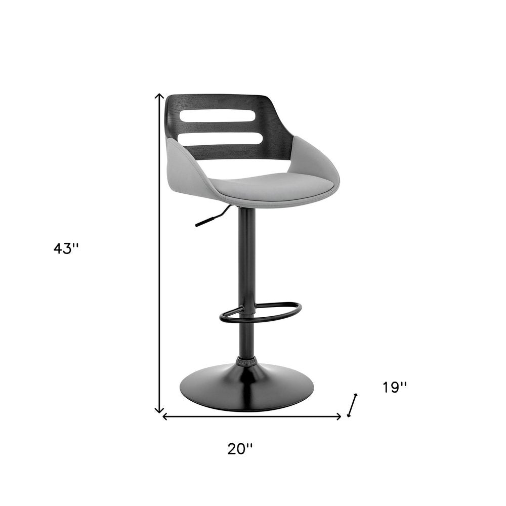 Gray And Black Fabric And Iron Low Back Adjustable Height Swivel Bar Chair HomeRoots