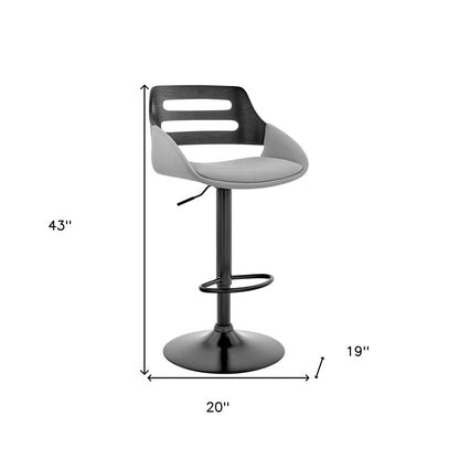 Gray And Black Fabric And Iron Low Back Adjustable Height Swivel Bar Chair HomeRoots