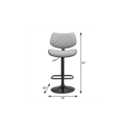 Gray And Black Faux Leather And Fabric And Iron Low Back Adjustable Height Swivel Bar Chair HomeRoots