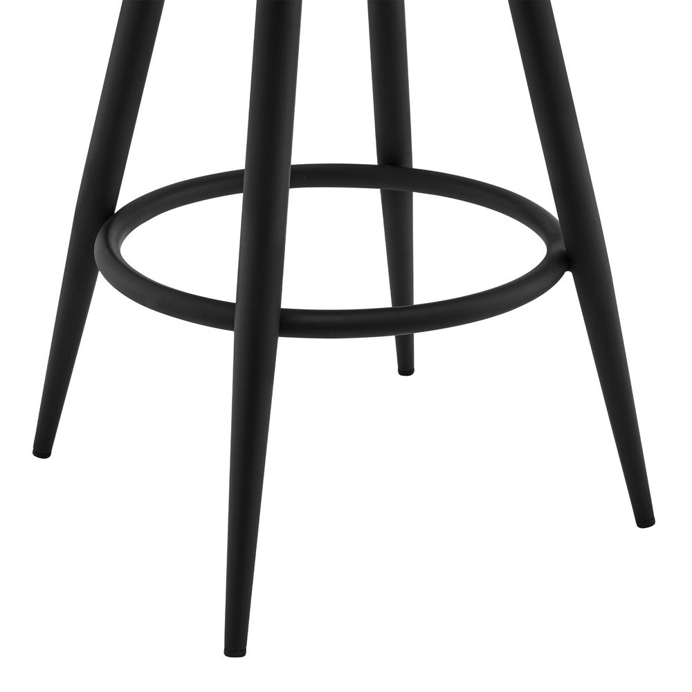 30" Gray And Black Faux Leather And Fabric And Iron Low Back Bar Height Swivel Bar Chair HomeRoots