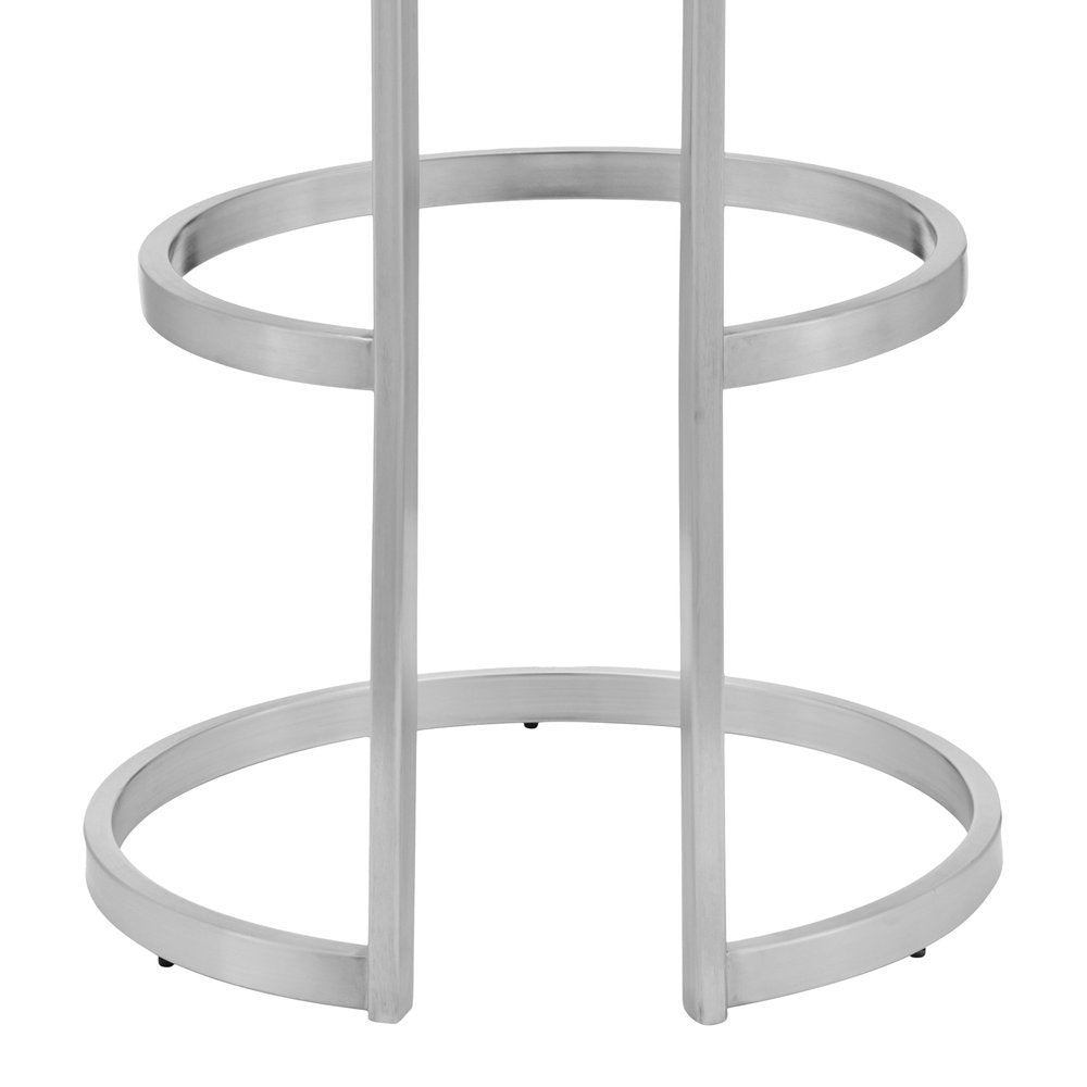 30" Gray And Silver Faux Leather And Iron Swivel Backless Bar Height Bar Chair HomeRoots