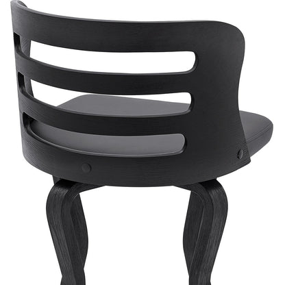 25" Gray And Black Faux Leather And Iron Swivel Low Back Counter Height Bar Chair HomeRoots