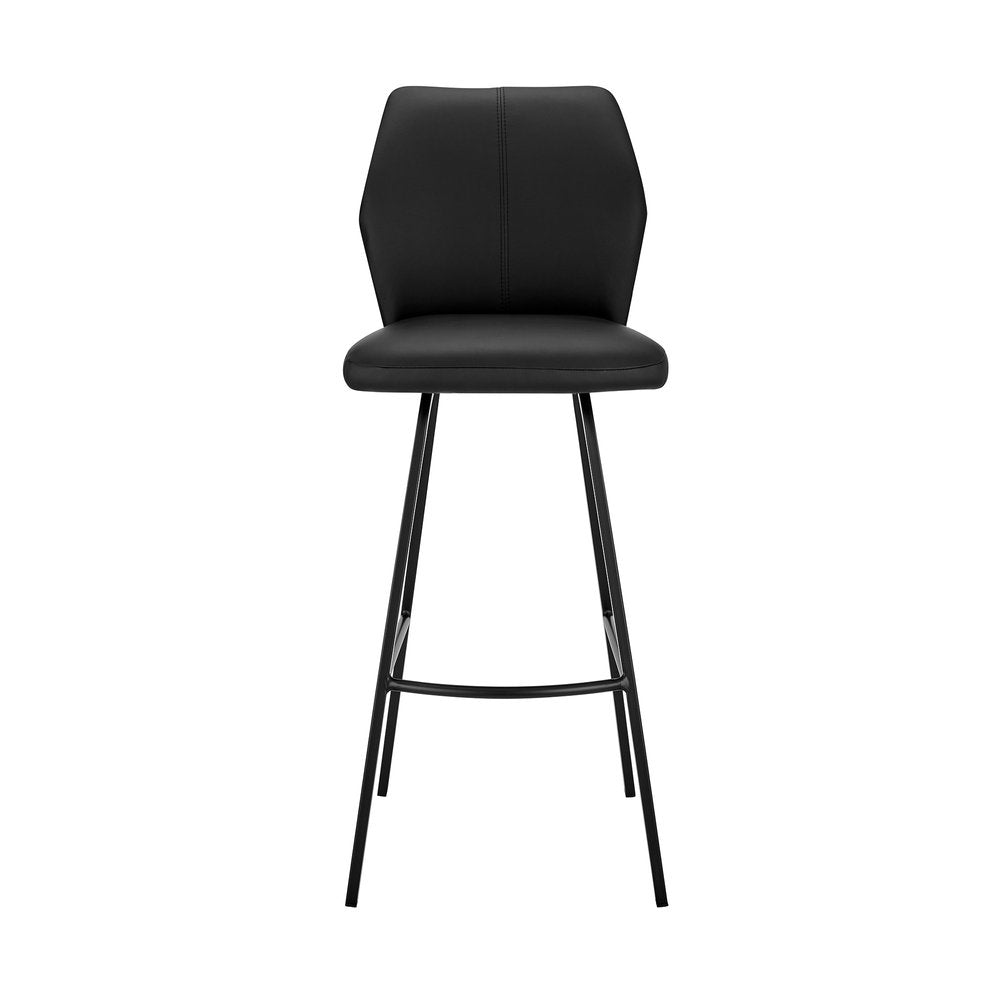 26" Black Faux Leather and Iron Counter Height Bar Chair HomeRoots