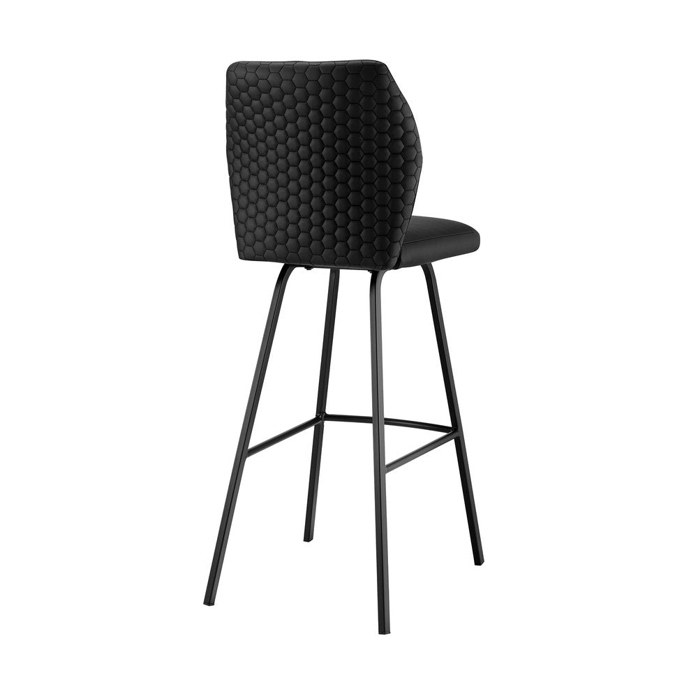 26" Black Faux Leather and Iron Counter Height Bar Chair HomeRoots