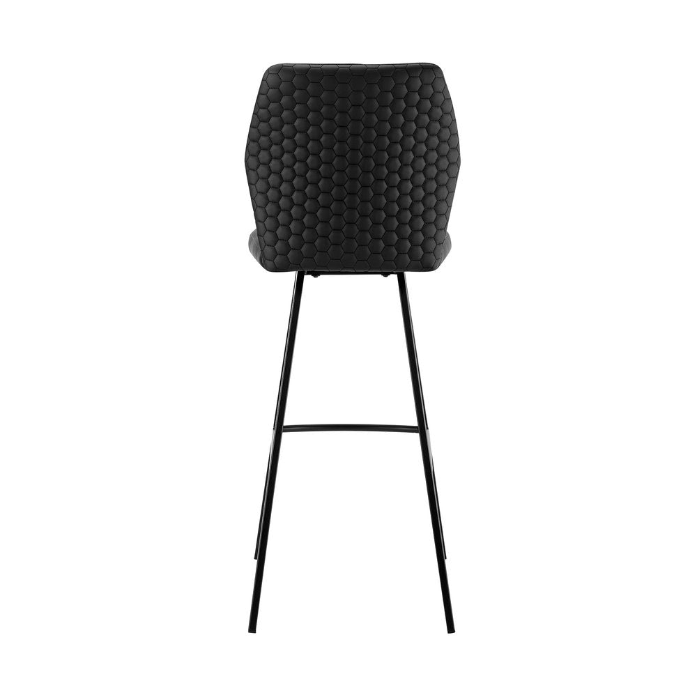 26" Black Faux Leather and Iron Counter Height Bar Chair HomeRoots