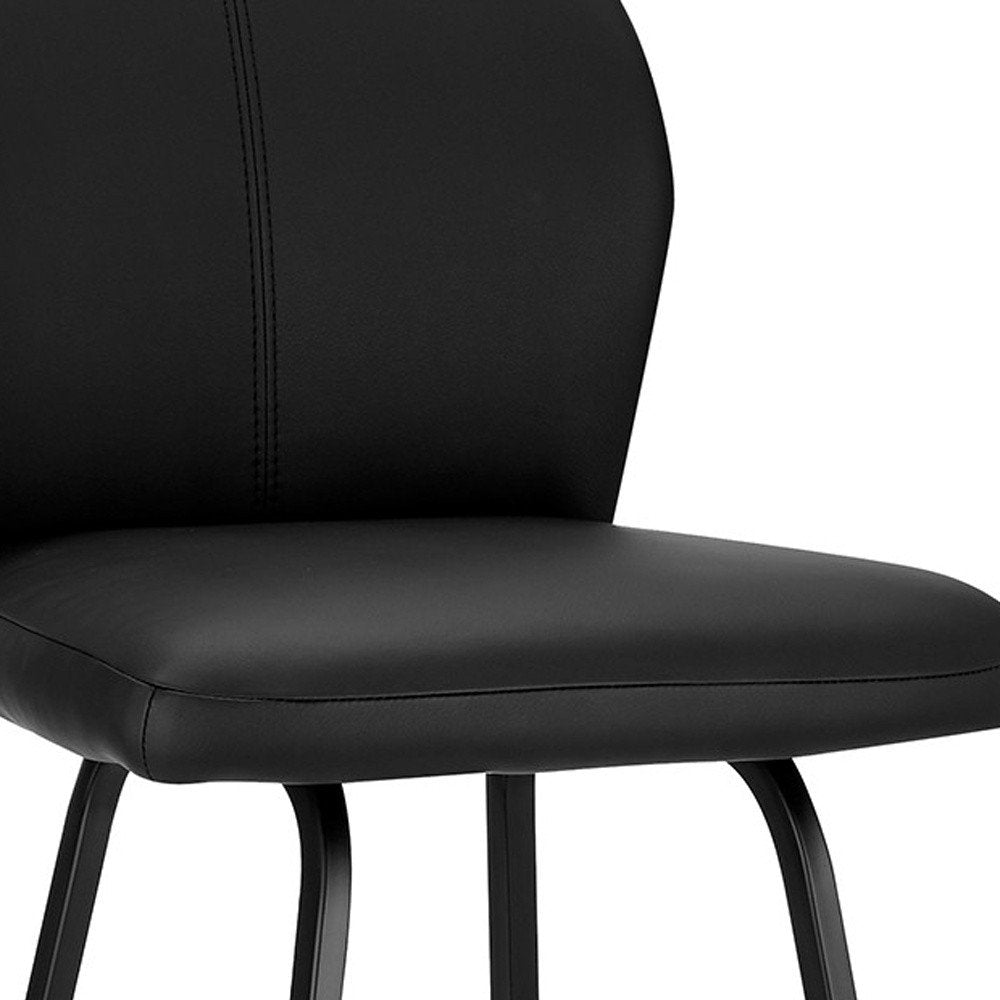 26" Black Faux Leather and Iron Counter Height Bar Chair HomeRoots