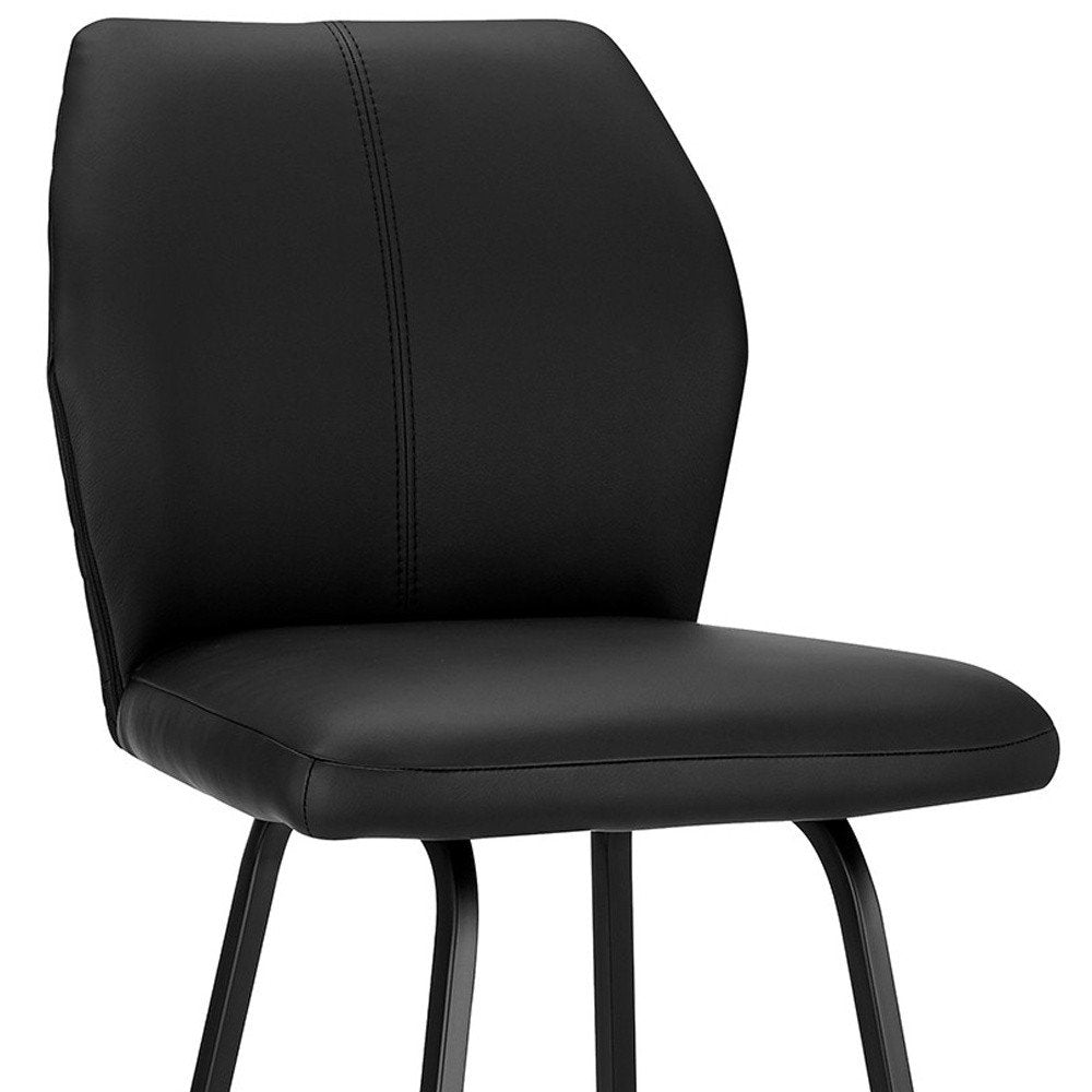 26" Black Faux Leather and Iron Counter Height Bar Chair HomeRoots