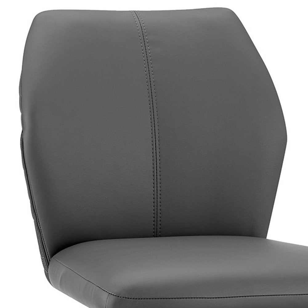 26" Gray And Black Faux Leather And Fabric And Iron Counter Height Bar Chair HomeRoots