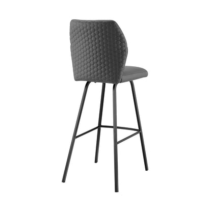 30" Gray And Black Faux Leather And Fabric And Iron Bar Height Bar Chair HomeRoots