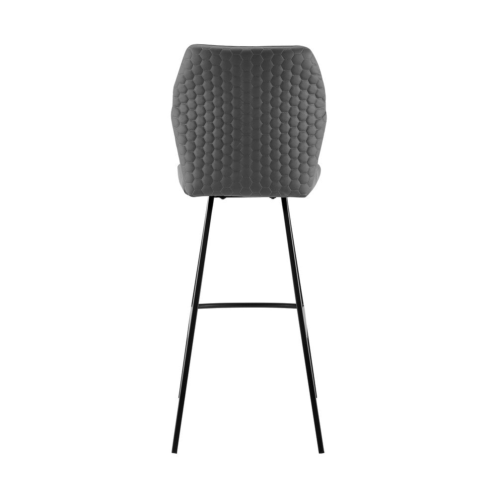 30" Gray And Black Faux Leather And Fabric And Iron Bar Height Bar Chair HomeRoots
