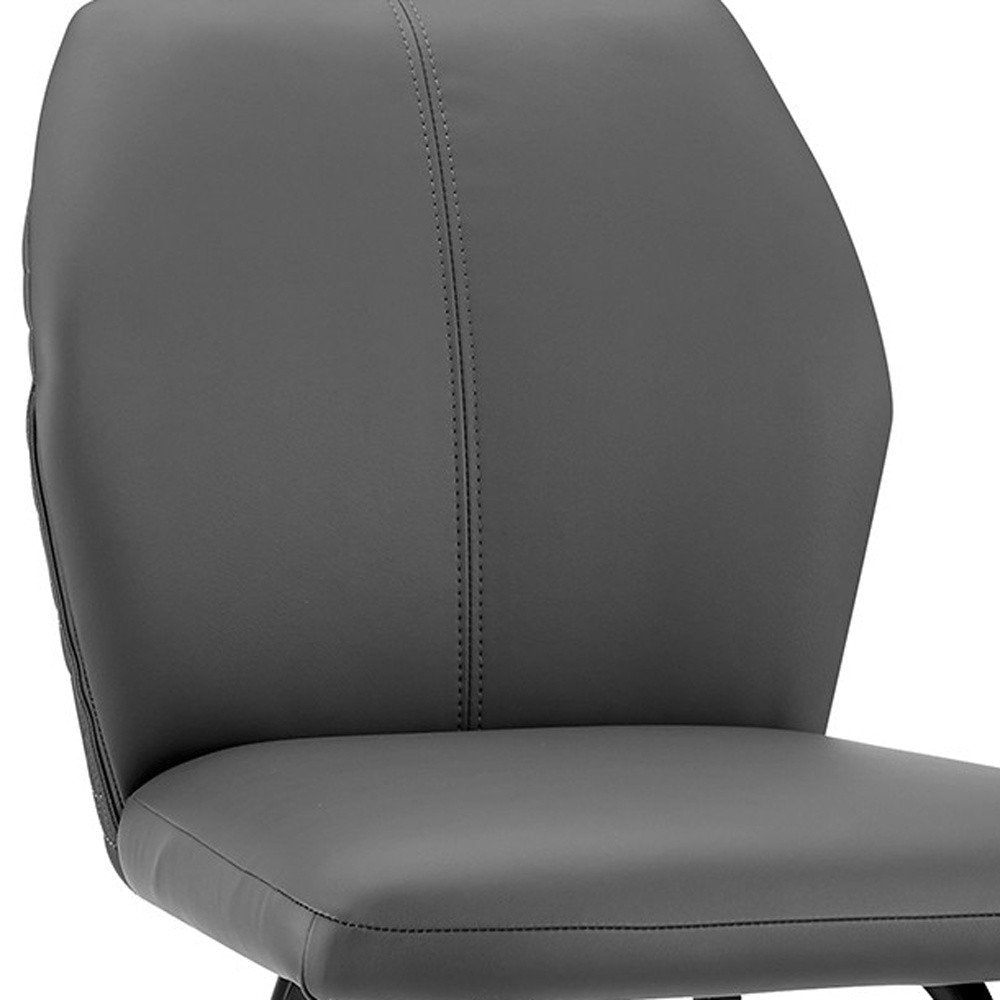 30" Gray And Black Faux Leather And Fabric And Iron Bar Height Bar Chair HomeRoots